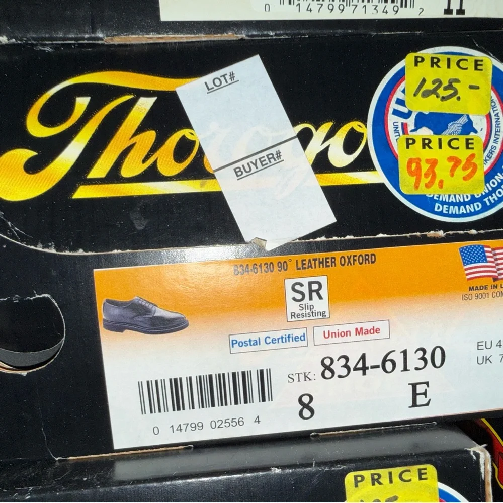 Thorogood 834-6130 Black Leather Oxford Shoes Postal Certified Mens Size 8.